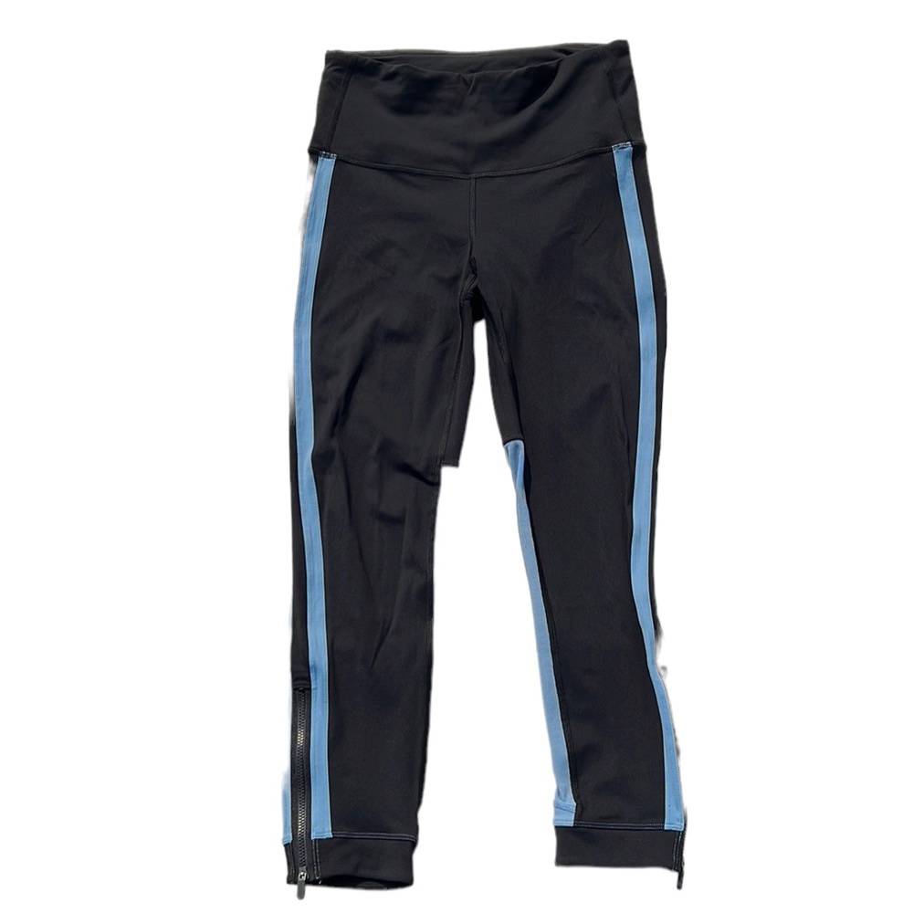Lululemon Zip The Line Crop 23" Black / Utility Blue Size 6 - Picture 7 of 15